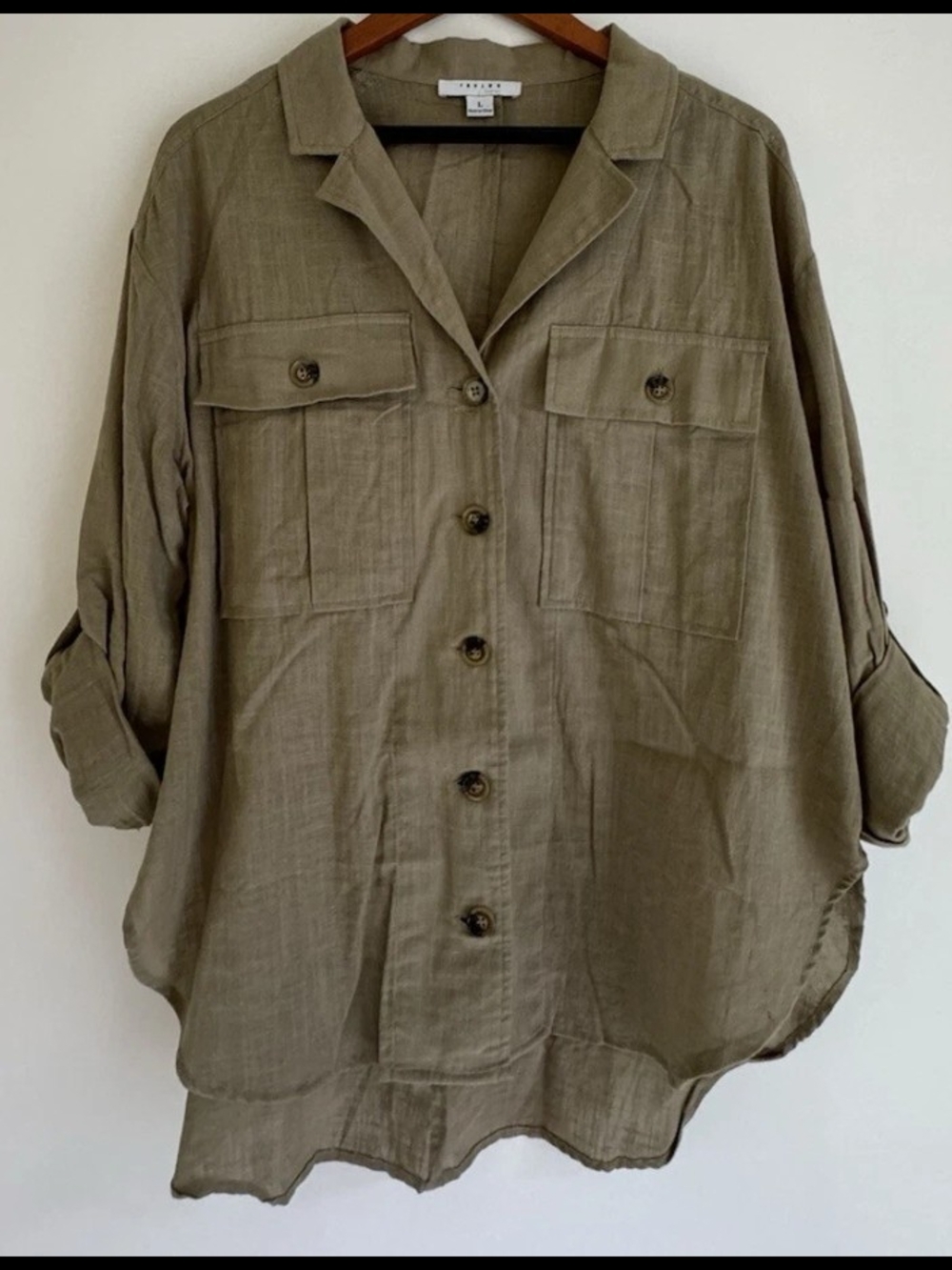 FAVLUX Olive Utility Button-Down Shirt